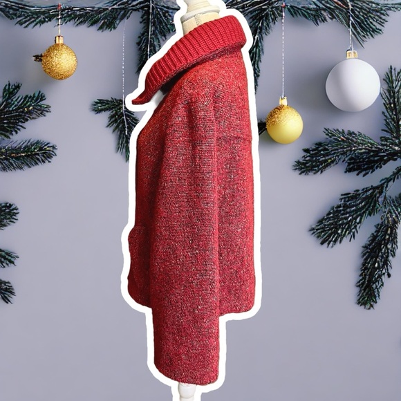 Akris Punto RARE Red Wool & Mohair-Blend Button-Up Coat with Cashmere Knit Trim - Picture 12 of 16